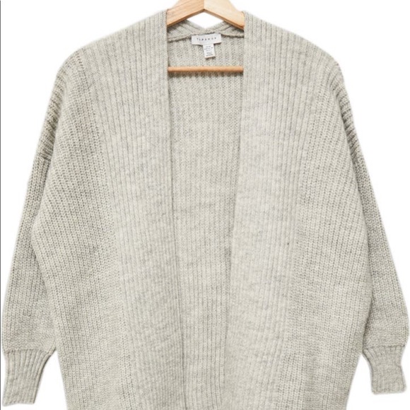 Gray Ribbed Open Front Cardigan - Picture 4 of 7